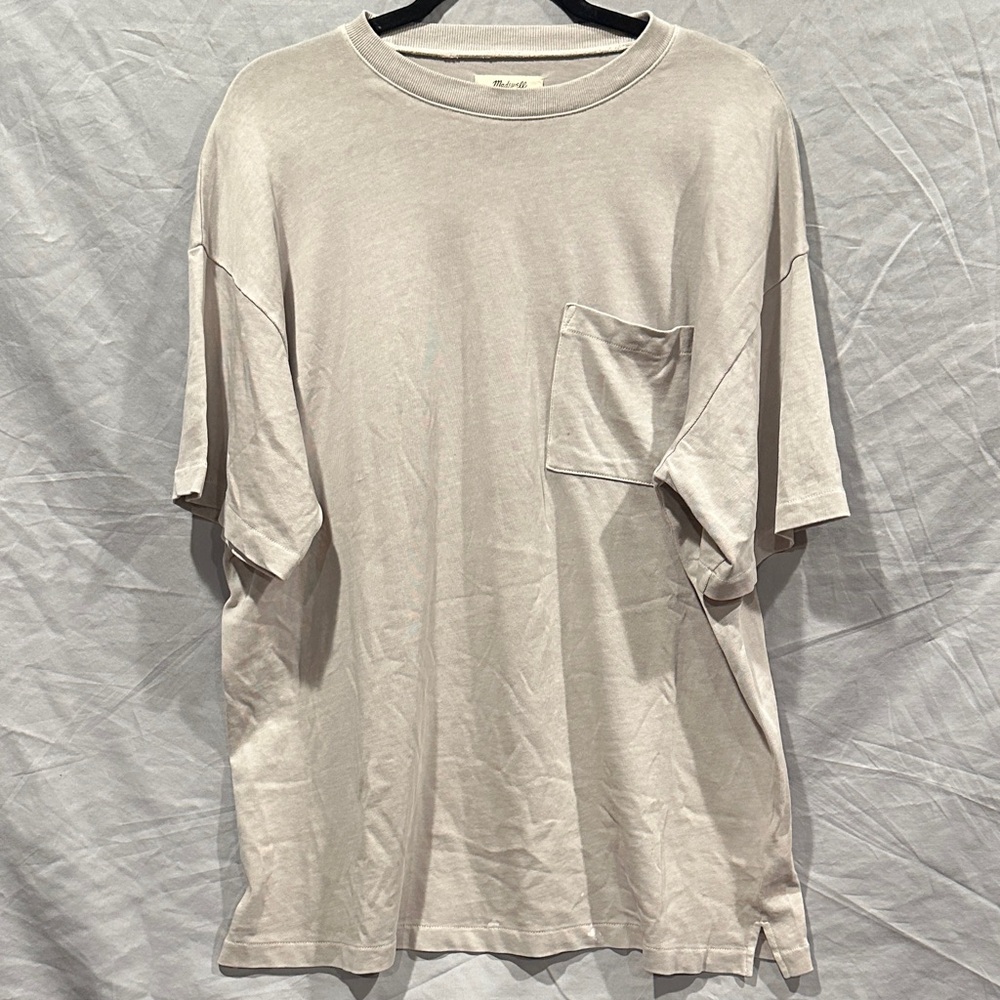 Madewell Light Beige Short Sleeve Tee with Pocket